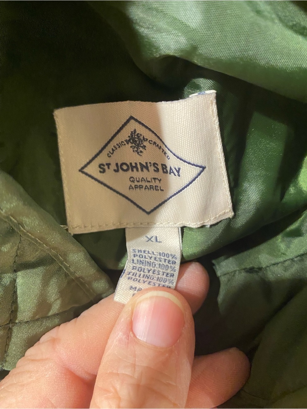 St. John's Bay Green Quilted Sleeveless Vest XL (RT) - Picture 4 of 6